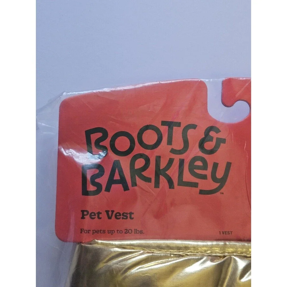 Boots & Barkley Vest Dog's Sz Small Gold Puffer Fleece Lined Jacket 20 lbs NEW